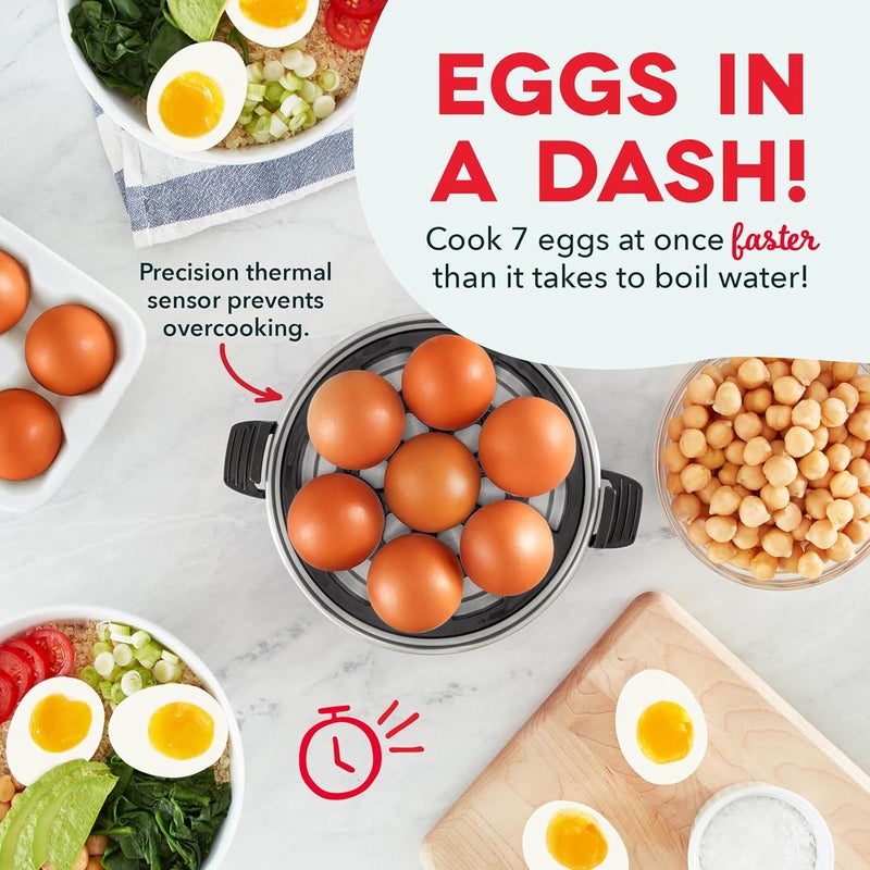 Dash Electric Rapid Egg Cooker for Hard Boiled/Poached/Scrambled Eggs or Omelets with Auto Shut-Off Feature, Black, 7 Egg Capacity - Image 2